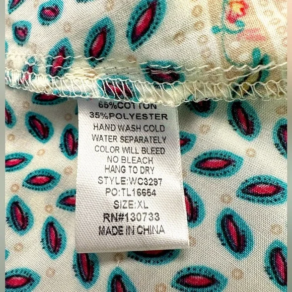 Umgee White Tunic with Teal Accents and Multicolor Floral Border - Picture 6 of 11